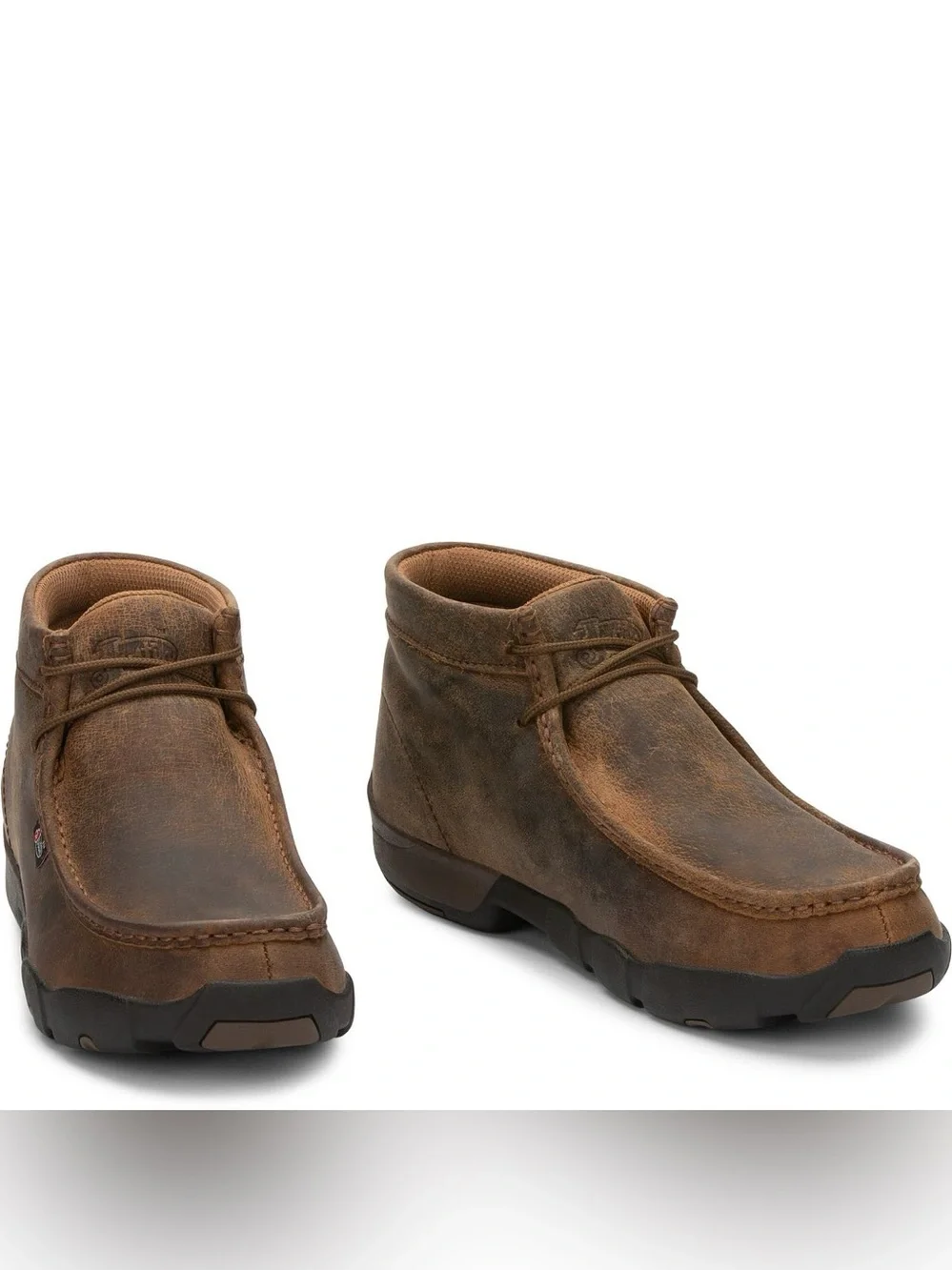 Justin Cappie Driving Mocs Steel Toe Chukka Ankle Boots Mens 10 W Brown Leather